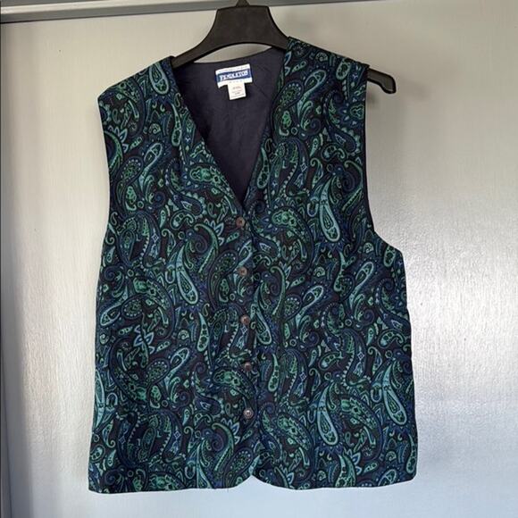 Pendleton Plus Women's Lined Button Front Rayon Sleeveless Vest sz 16W Paisley - Picture 1 of 5